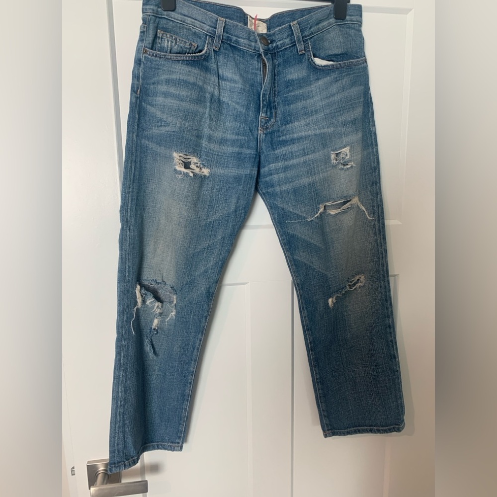 Current Elliott distressed crop jeans